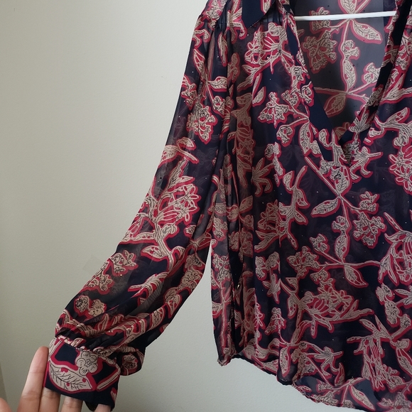 ZARA FLORAL COLLAR BLOUSE - Picture 4 of 7
